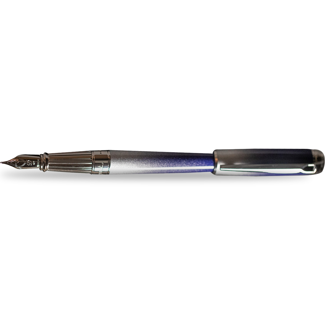 S T Dupont Line D Fountain Pen - Starburst Blue - Palladium Trim (USA Exclusive Edition)-Pen Boutique Ltd