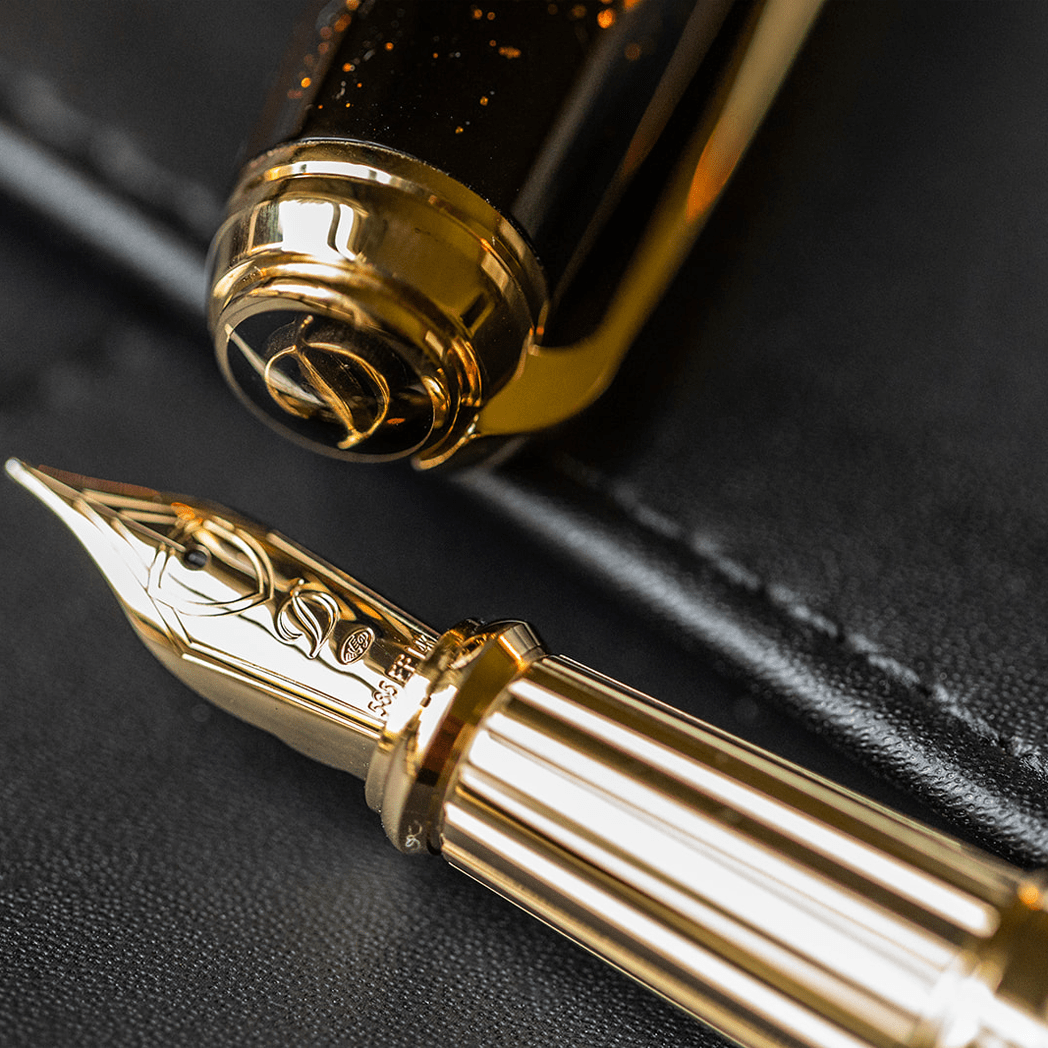 S T Dupont Line D Fountain Pen - Gold Dust - Large (US Exclusive Edition)-Pen Boutique Ltd