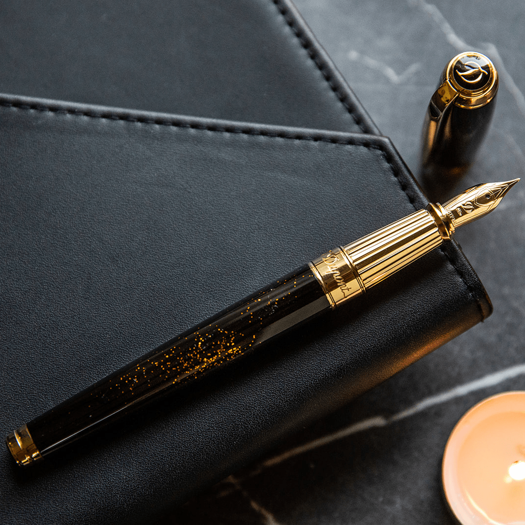 S T Dupont Line D Fountain Pen - Gold Dust - Large (US Exclusive Edition)-Pen Boutique Ltd