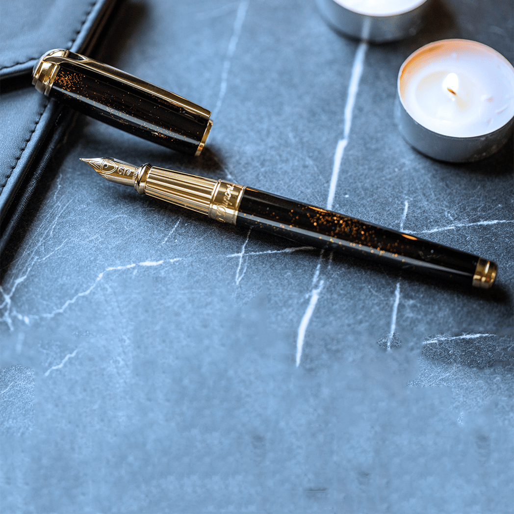S T Dupont Line D Fountain Pen - Gold Dust - Large (US Exclusive Edition)-Pen Boutique Ltd