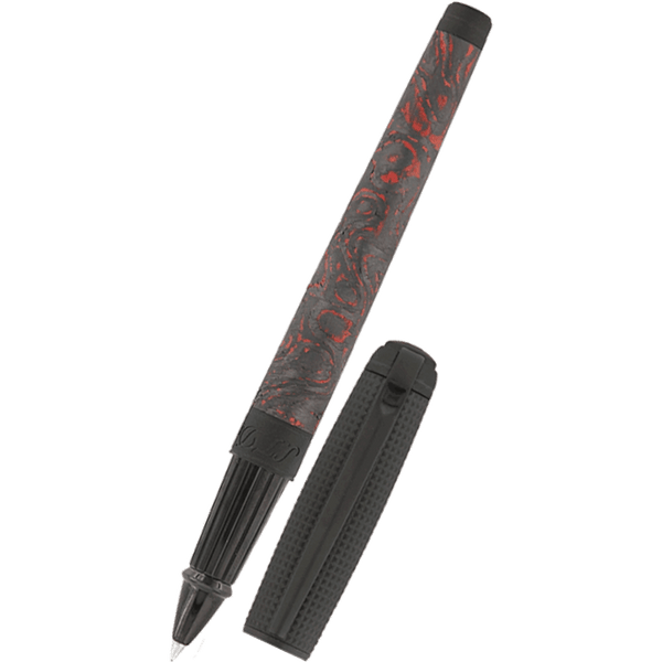 S T Dupont Line D Rollerball Pen - Carbon Graphite - Fiery Lava - Large-Pen Boutique Ltd