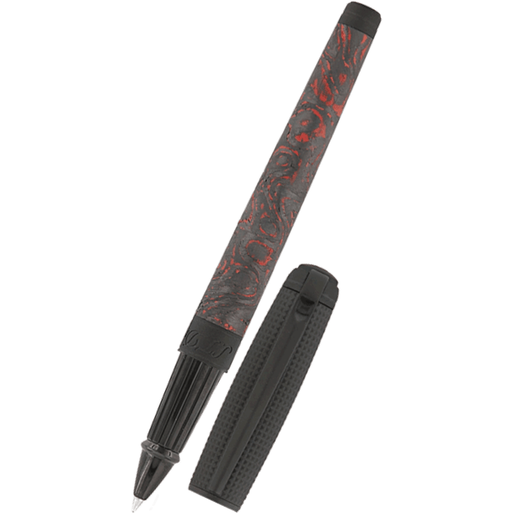 S T Dupont Line D Rollerball Pen - Carbon Graphite - Fiery Lava - Large-Pen Boutique Ltd
