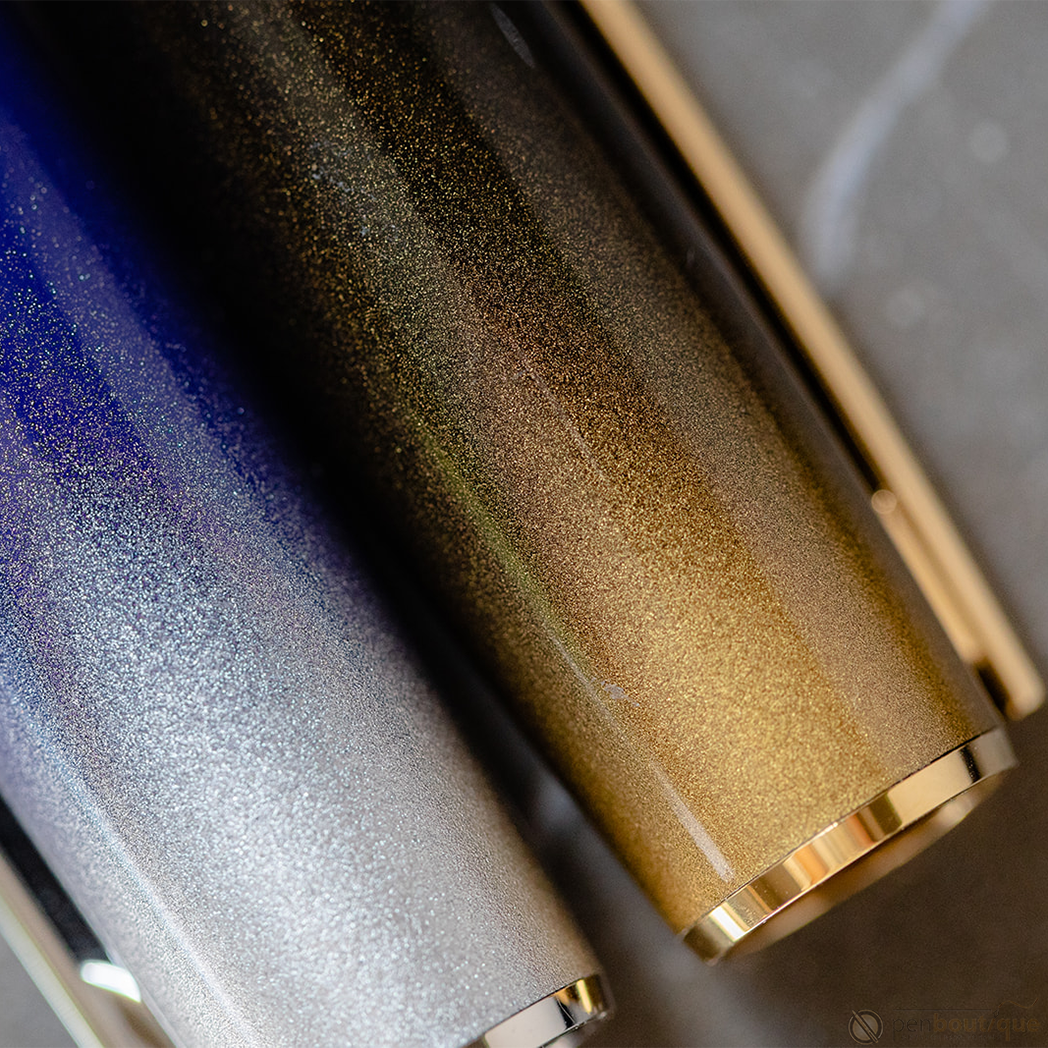 S T Dupont Line D Fountain Pen - Starburst Blue - Palladium Trim (USA Exclusive Edition)-Pen Boutique Ltd