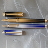 S T Dupont Line D Fountain Pen - Starburst Blue - Palladium Trim (USA Exclusive Edition)-Pen Boutique Ltd