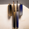 S T Dupont Line D Fountain Pen - Starburst Blue - Palladium Trim (USA Exclusive Edition)-Pen Boutique Ltd