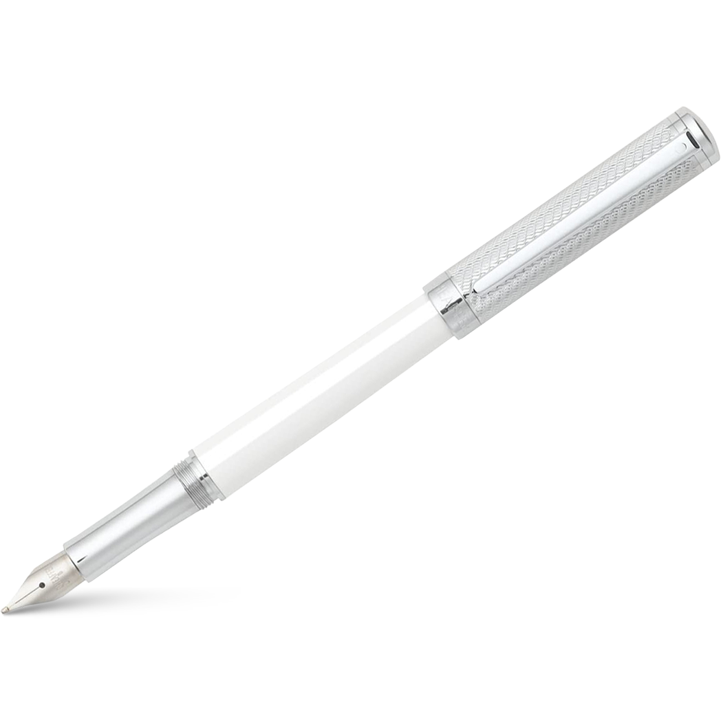 Sheaffer Intensity Fountain Pen - White with Engraved Chrome Cap - Medium-Pen Boutique Ltd