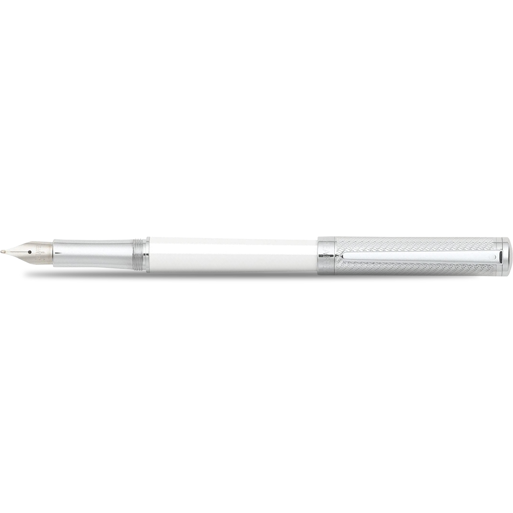 Sheaffer Intensity Fountain Pen - White with Engraved Chrome Cap - Medium-Pen Boutique Ltd