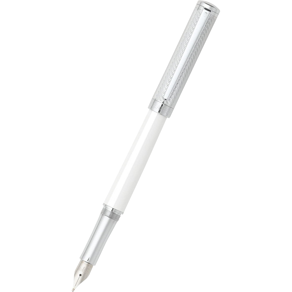 Sheaffer Intensity Fountain Pen - White with Engraved Chrome Cap - Medium-Pen Boutique Ltd