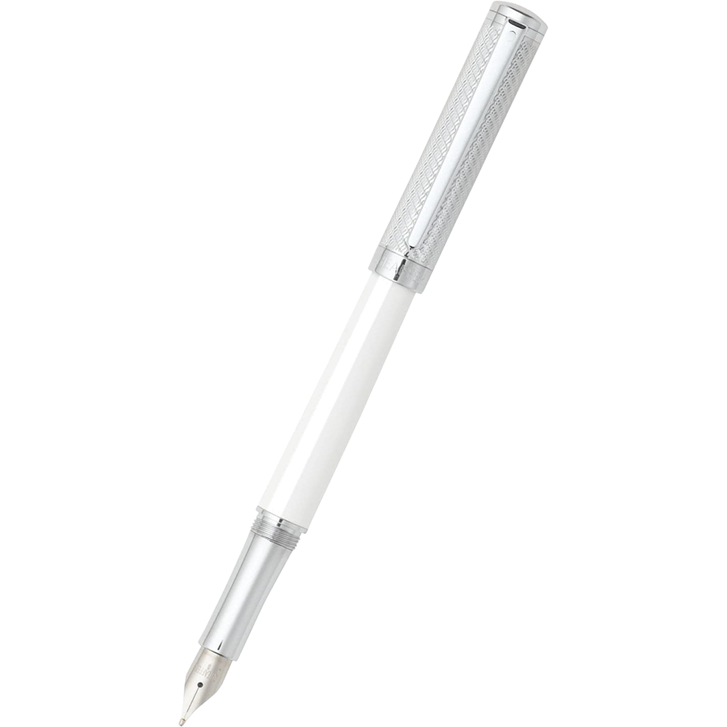 Sheaffer Intensity Fountain Pen - White with Engraved Chrome Cap - Medium-Pen Boutique Ltd