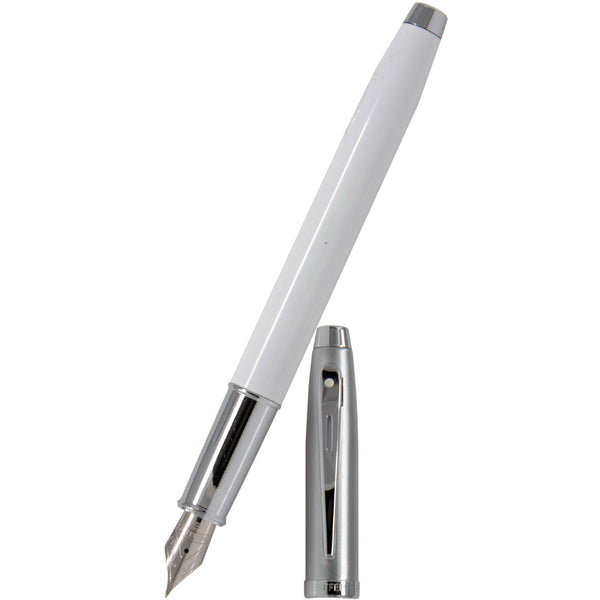 Sheaffer 100 Fountain Pen - White - Chrome Trim-Pen Boutique Ltd