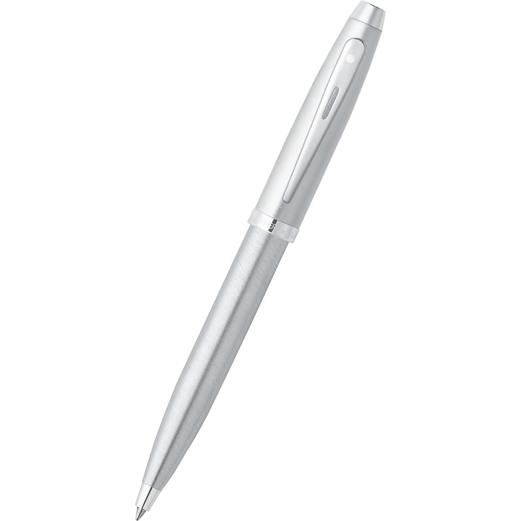 Sheaffer 100 Ballpoint Pen - Brushed Chrome - Chrome Trim-Pen Boutique Ltd