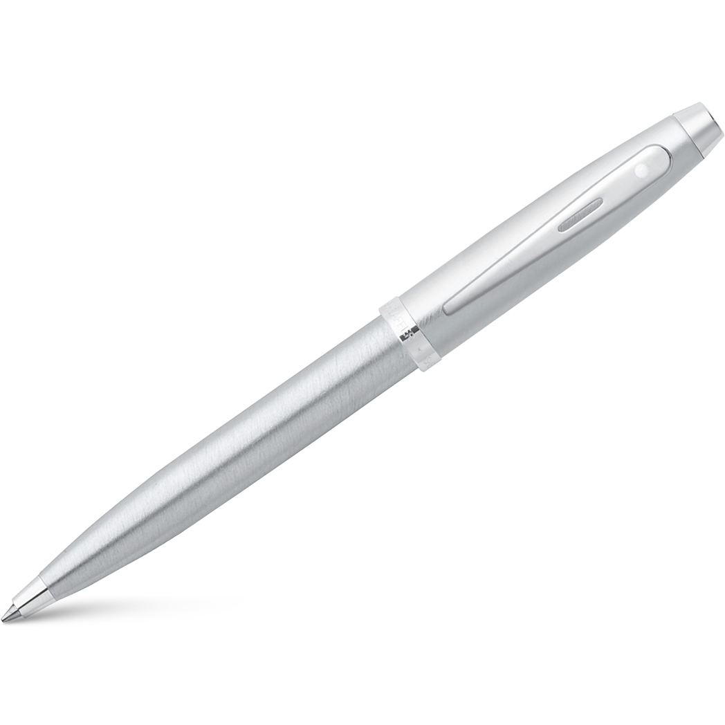 Sheaffer 100 Ballpoint Pen - Brushed Chrome - Chrome Trim-Pen Boutique Ltd
