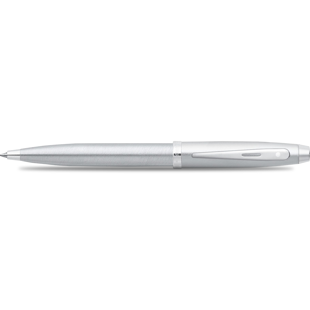 Sheaffer 100 Ballpoint Pen - Brushed Chrome - Chrome Trim-Pen Boutique Ltd