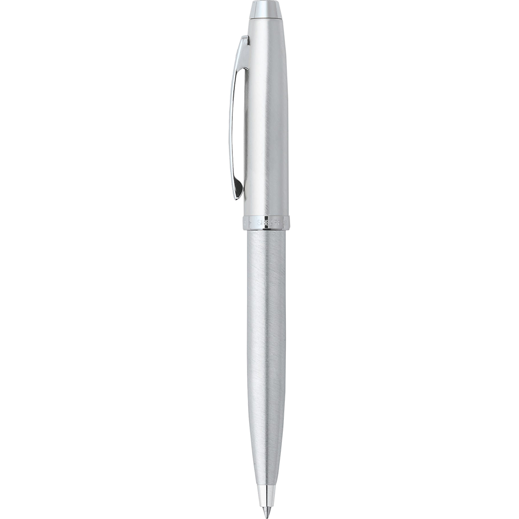Sheaffer 100 Ballpoint Pen - Brushed Chrome - Chrome Trim-Pen Boutique Ltd