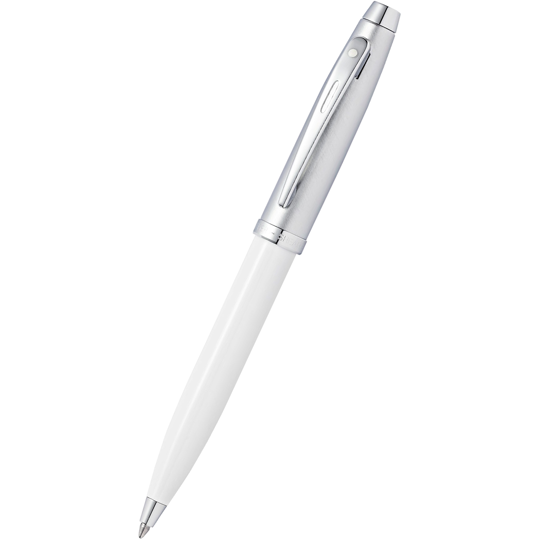 Sheaffer 100 Ballpoint Pen - White - Chrome Trim (Blistercard)-Pen Boutique Ltd