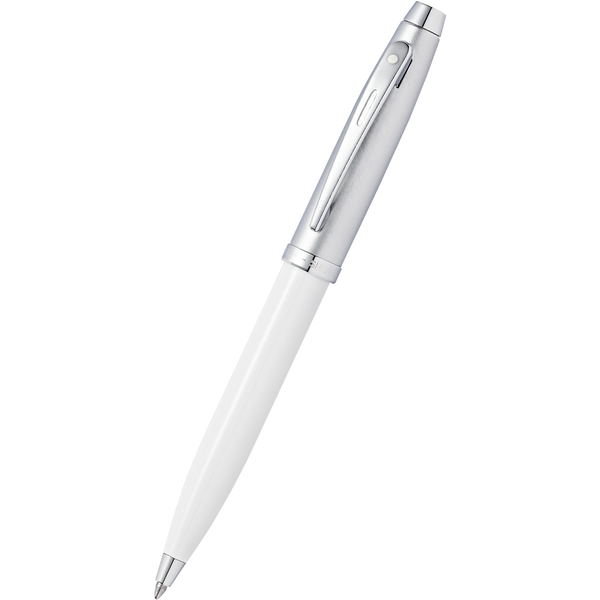 Sheaffer 100 Ballpoint Pen - White - Chrome Trim (Blistercard)-Pen Boutique Ltd