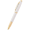 Sheaffer 100 Fountain Pen - Chrome w/Gold Tone - Stainless Steel Medium Nib-Pen Boutique Ltd