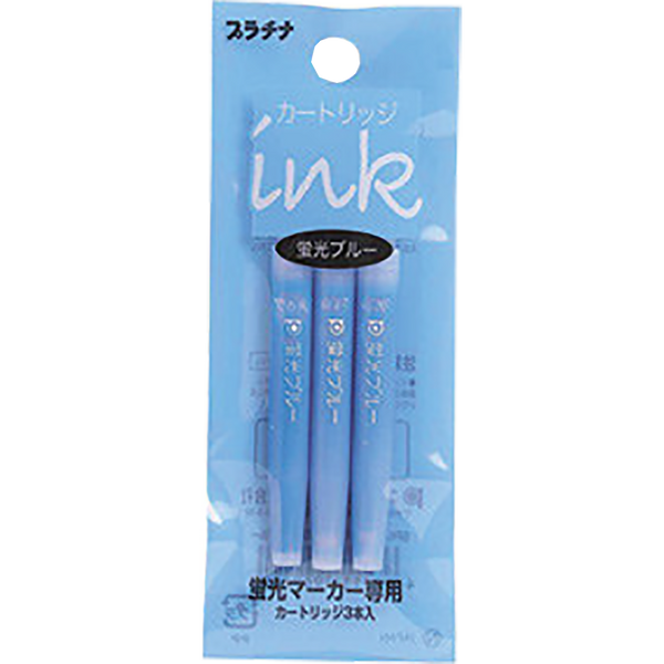 Platinum Preppy Highlighter Ink Cartridge - Blue (3 per pack)-Pen Boutique Ltd