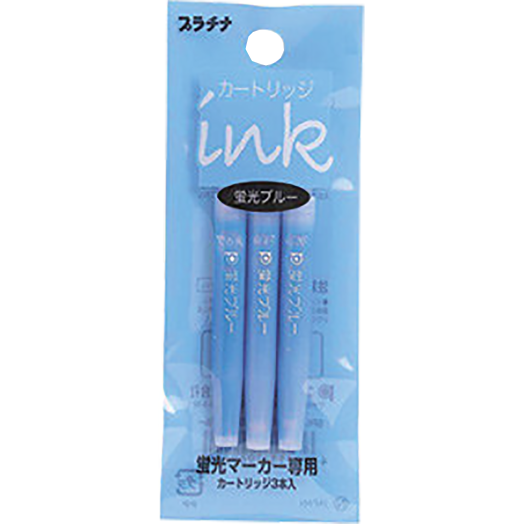 Platinum Preppy Highlighter Ink Cartridge - Blue (3 per pack)-Pen Boutique Ltd