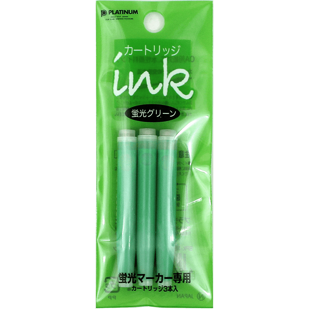 Platinum Preppy Highlighter Green Ink Cartridge 3/pack - Pen Boutique Ltd