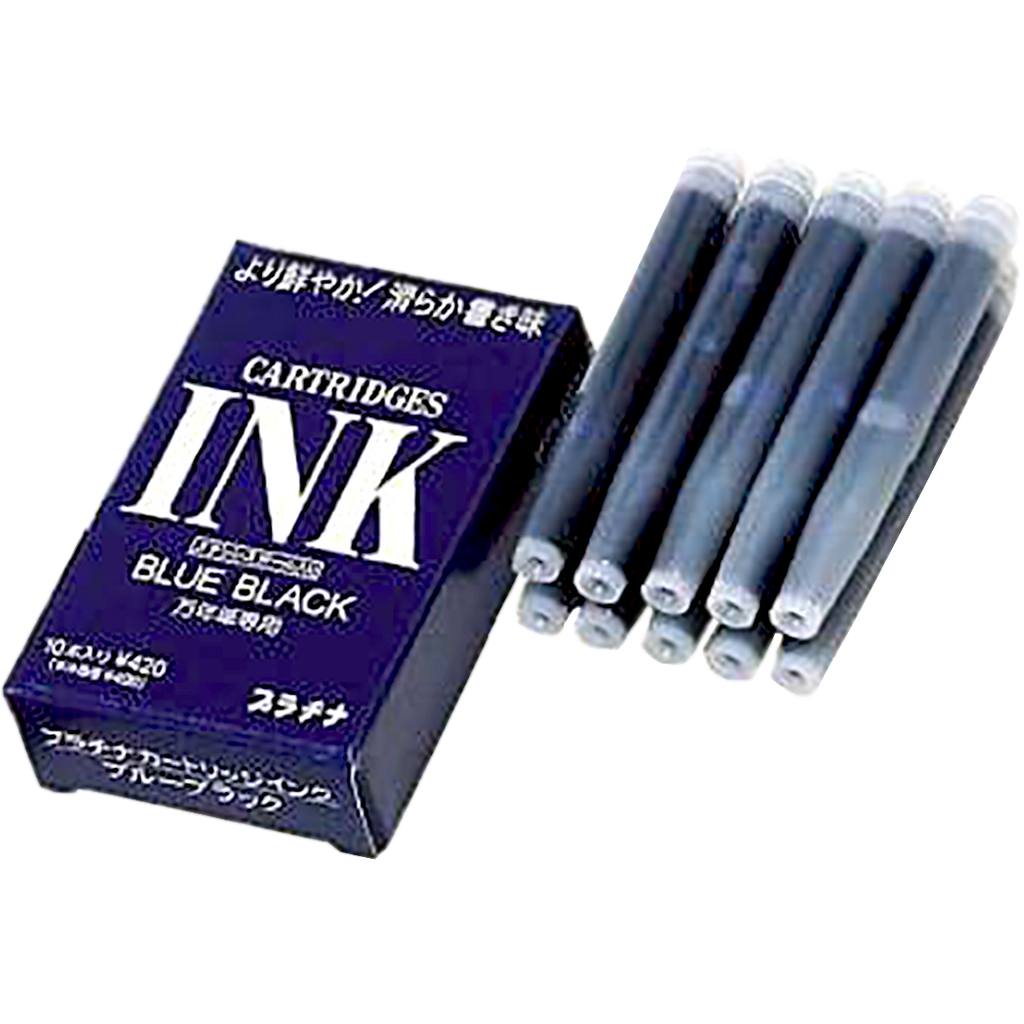 Platinum Blue Black Ink Cartridges 10/box-Pen Boutique Ltd