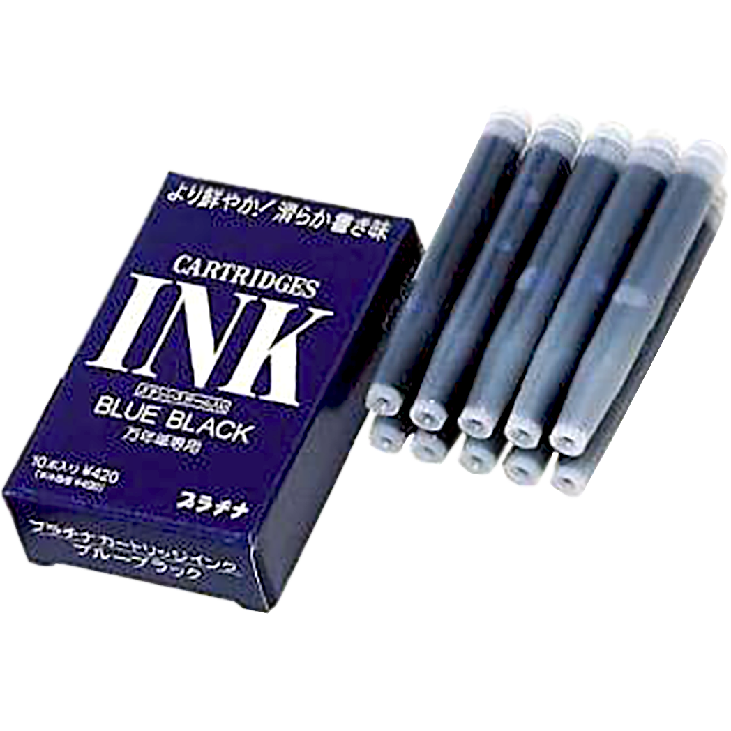 Platinum Blue Black Ink Cartridges 10/box-Pen Boutique Ltd
