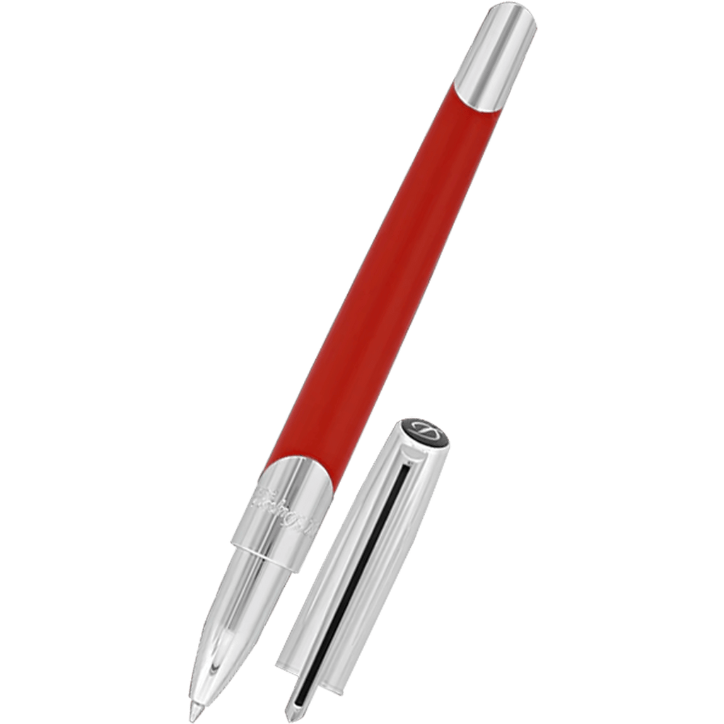 ST Dupont Defi Millennium Rollerball Pen - Shiny Red - Silver Trim-Pen Boutique Ltd