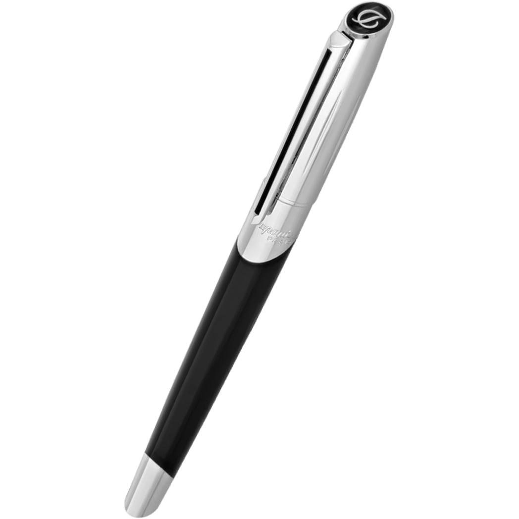 ST Dupont Defi Millennium Fountain Pen - Black - Shiny Silver Trim-Pen Boutique Ltd