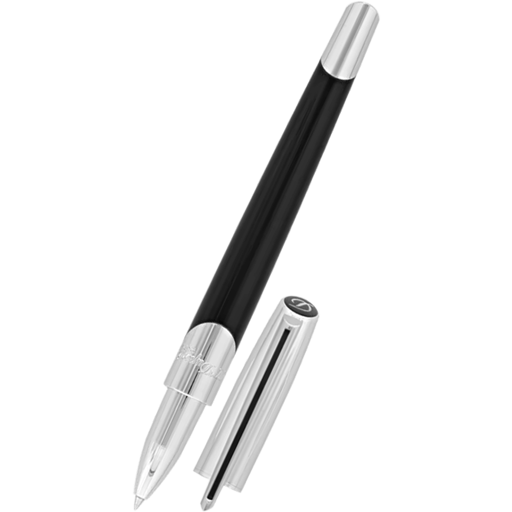 ST Dupont Defi Millennium Rollerball Pen - Black - Shiny Silver Trim-Pen Boutique Ltd