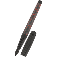 S T Dupont Line D Fountain Pen - Carbon Graphite - Fiery Lava - Large-Pen Boutique Ltd