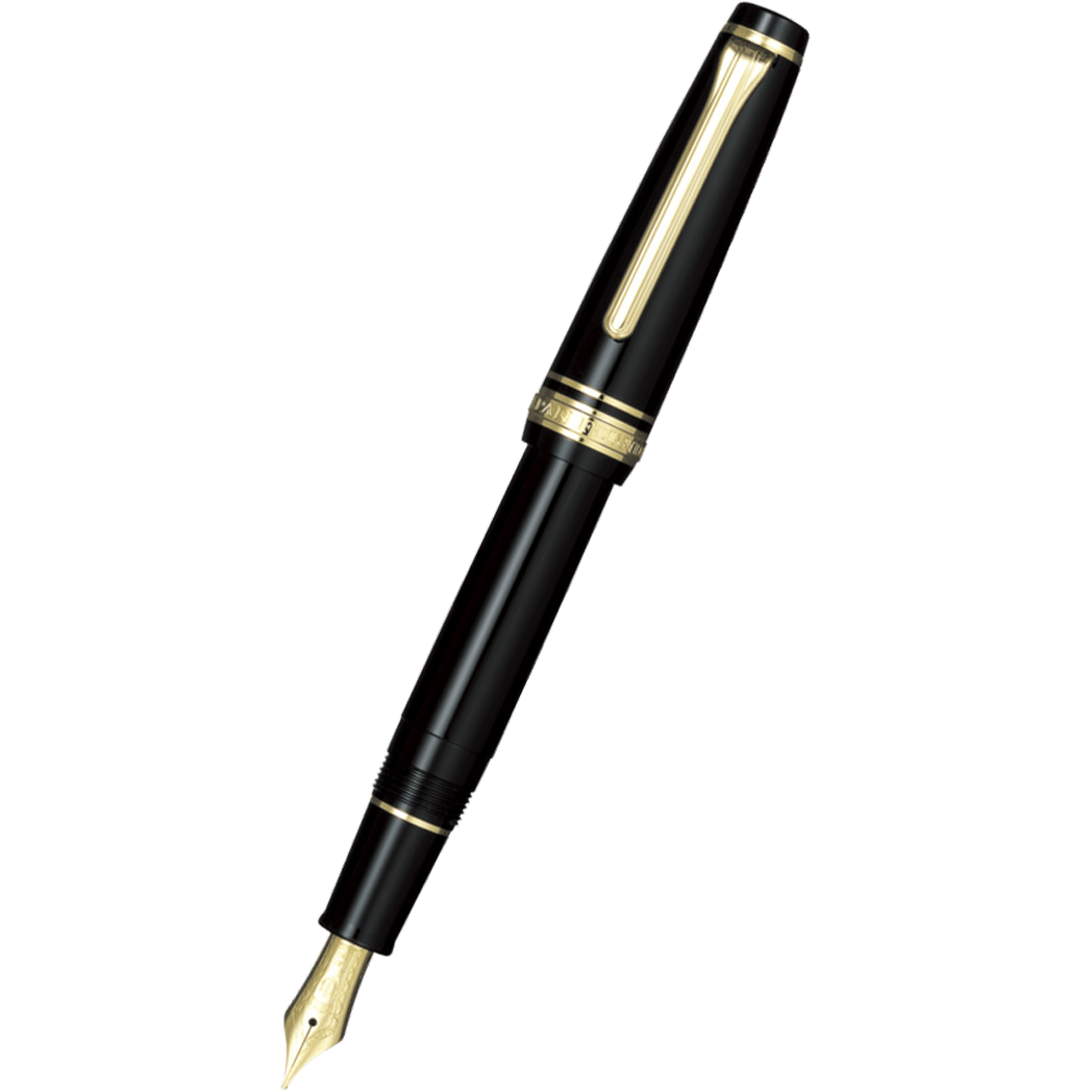 Sailor Professional Gear Fountain Pen Black Gold Trim Slim