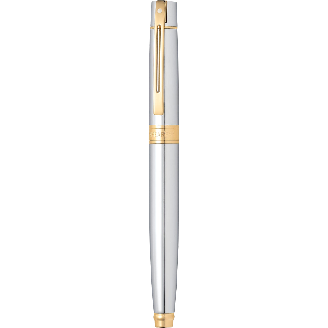 Sheaffer 300 Fountain Pen - Gold Plated Trim - Chrome - Stainless Steel-Pen Boutique Ltd
