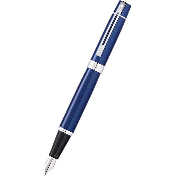 Sheaffer 300 Fountain Pen - Chrome Trim - Glossy Blue Lacquer - Stainl -  Pen Boutique Ltd
