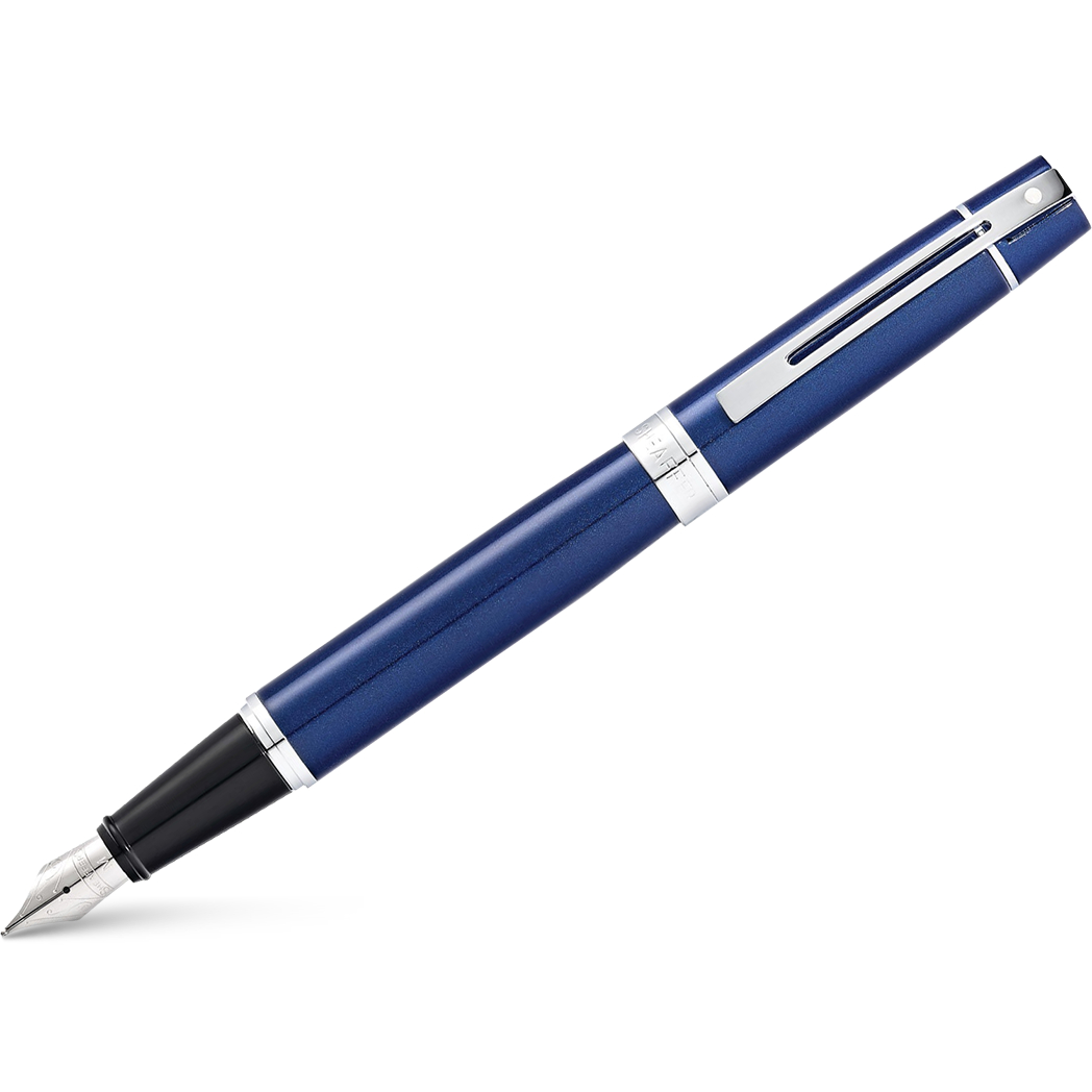 Sheaffer 300 Glossy Blue Lacquer w/Chrome Plated Trim Fountain Pen - Medium