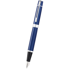 Sheaffer 300 Fountain Pen - Chrome Trim - Glossy Blue-Pen Boutique Ltd