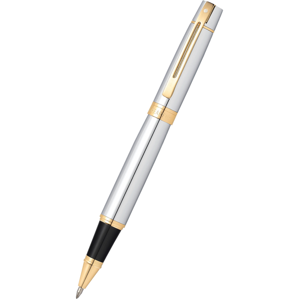 Sheaffer 300 Rollerball Pen - Gold Plated Trim - Chrome-Pen Boutique Ltd