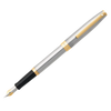 Sheaffer Fountain Pen - Sagaris - Brushed Chrome - Gold Tone Trim-Pen Boutique Ltd