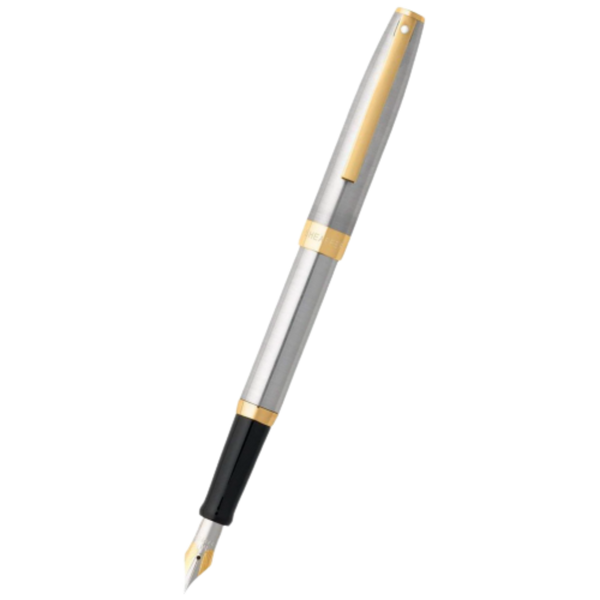 Sheaffer Fountain Pen - Sagaris - Brushed Chrome - Gold Tone Trim-Pen Boutique Ltd