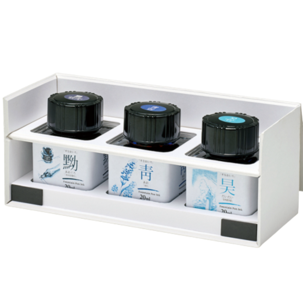 Taccia Mini Ink Bottle Set - Sunao-Iro - Basic Blue - 20ml-Pen Boutique Ltd