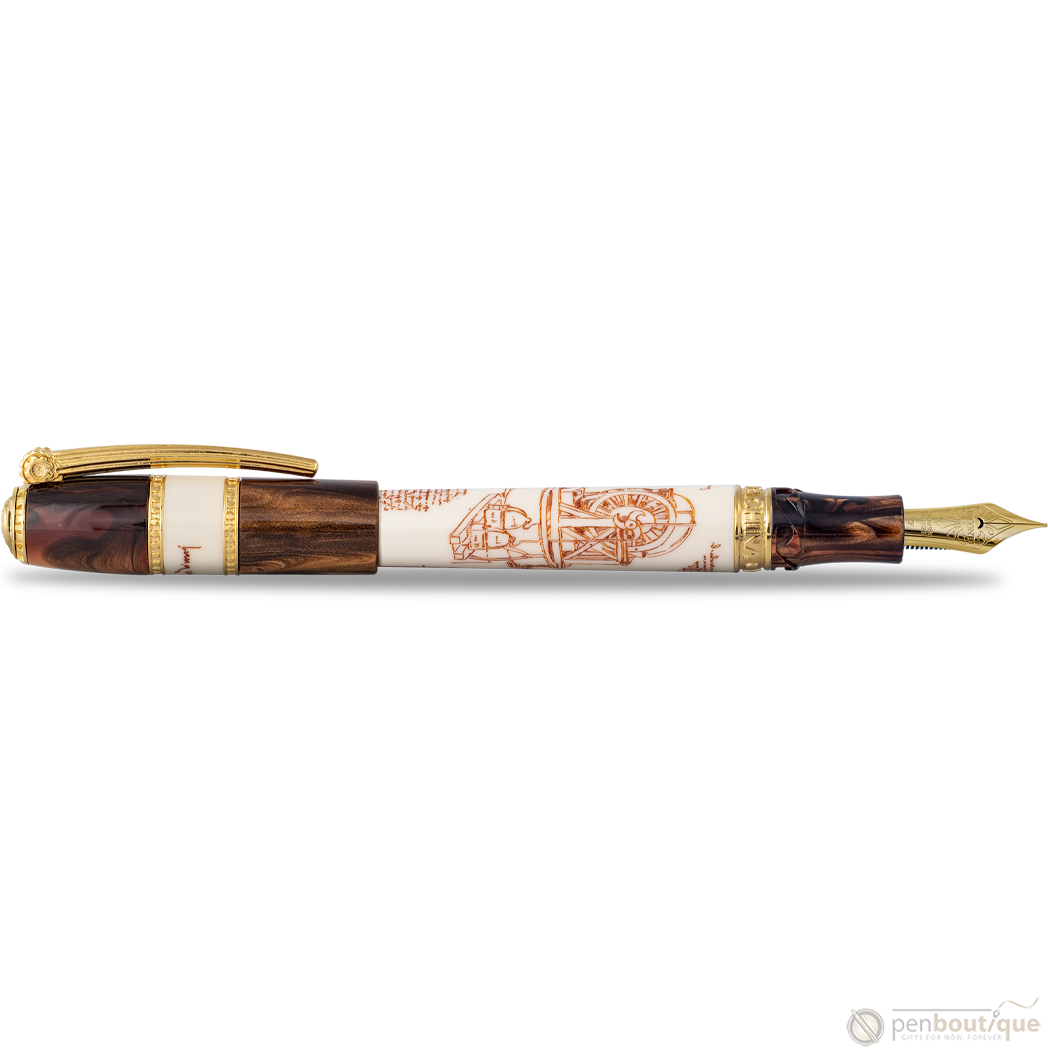 Visconti Limited Edition Fountain Pen - Leonardo Da Vinci Machina - Vermeil (Oversize)-Pen Boutique Ltd