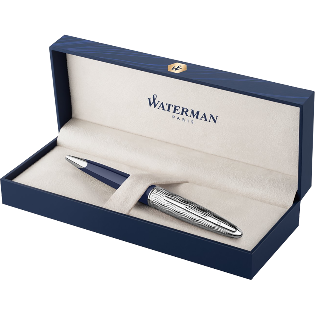 Waterman Carene L’Essence du Bleu Ballpoint Pen - Metal & Blue-Pen Boutique Ltd