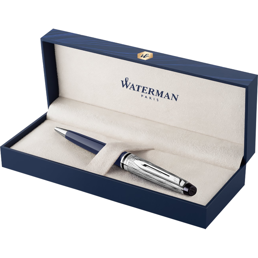 Waterman Expert L’Essence du Bleu Ballpoint Pen - Metal & Blue-Pen Boutique Ltd