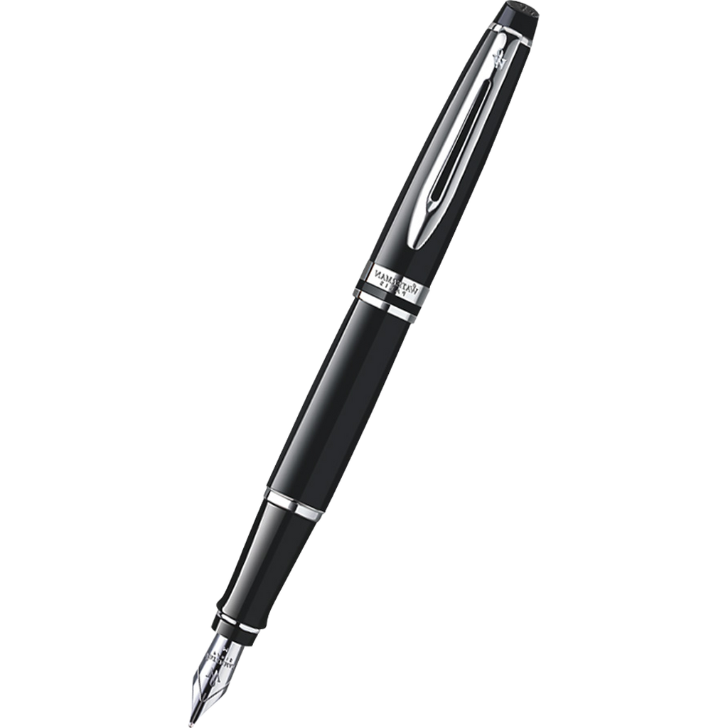 Waterman Expert Black Chrome Trim Fountain Pen Medium Point-Pen Boutique Ltd