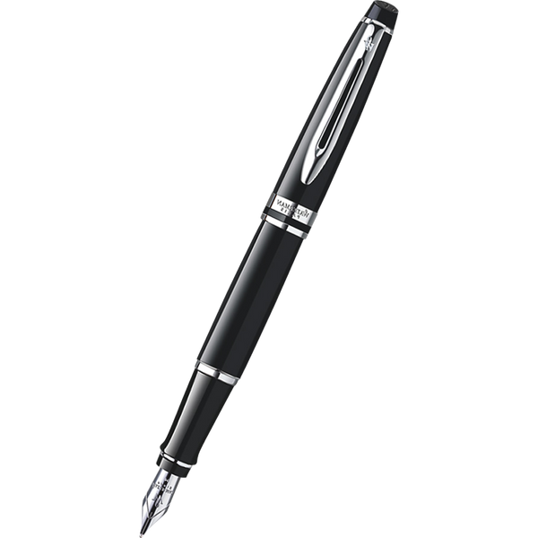 Waterman Expert Black Chrome Trim Fountain Pen Medium Point-Pen Boutique Ltd