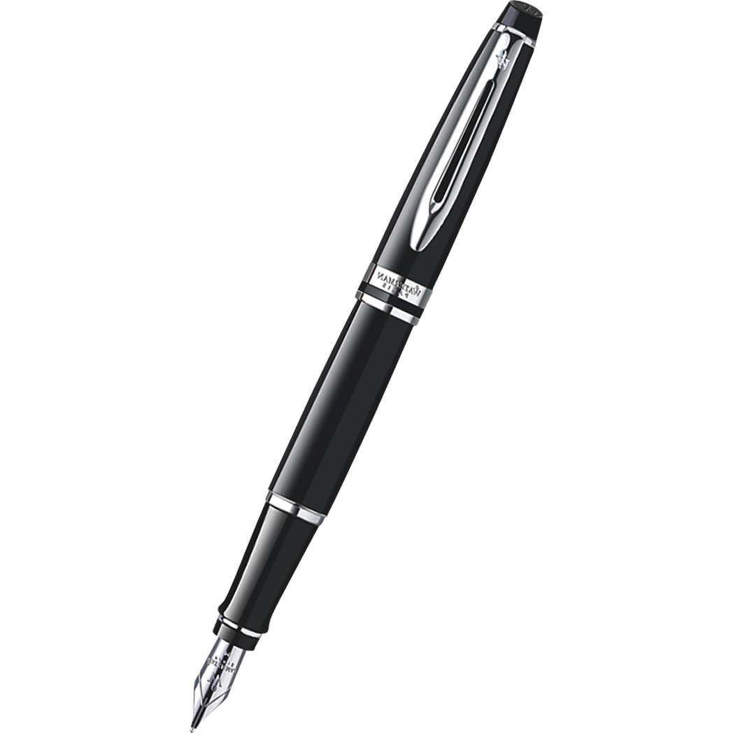 Waterman Expert Black Chrome Trim Fountain Pen Medium Point-Pen Boutique Ltd