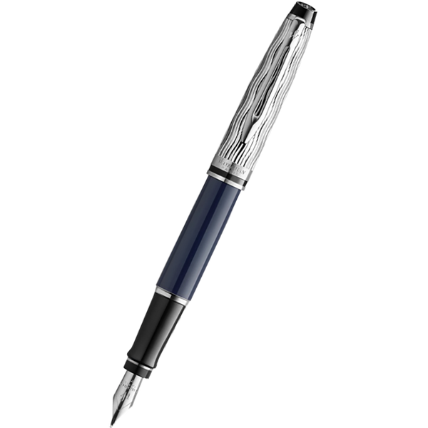 Waterman Expert L’Essence du Bleu Fountain Pen - Metal & Blue-Pen Boutique Ltd