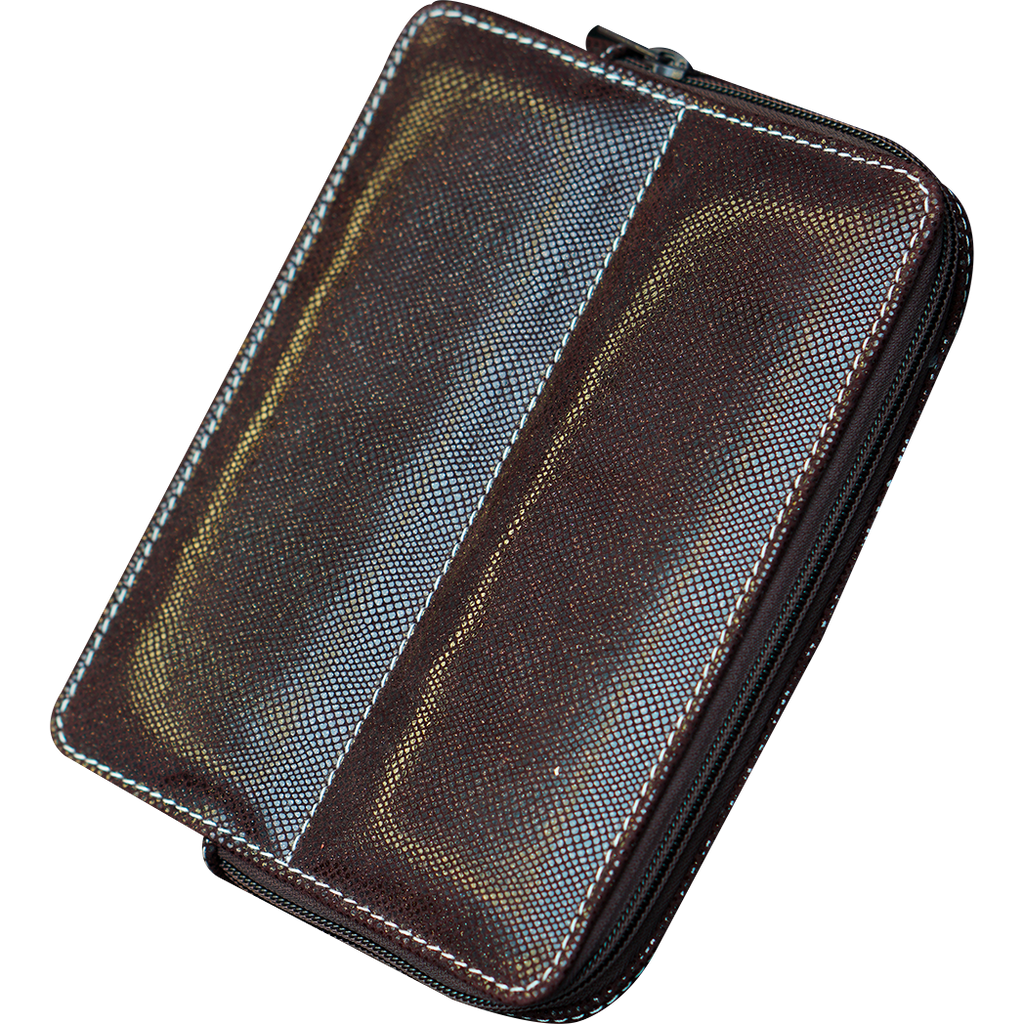 Pen Boutique Yak Leather 10 Pen Box - Brown Glitter-Pen Boutique Ltd
