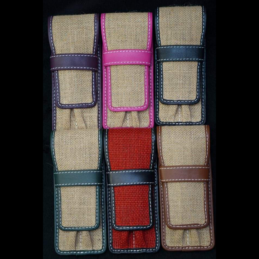 Pen Boutique Yak Leather 2 Pen Jute Cover - Tan/Brown-Pen Boutique Ltd