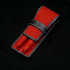 Pen Boutique Yak Leather 2 Pen Jute Cover - Red/Black-Pen Boutique Ltd