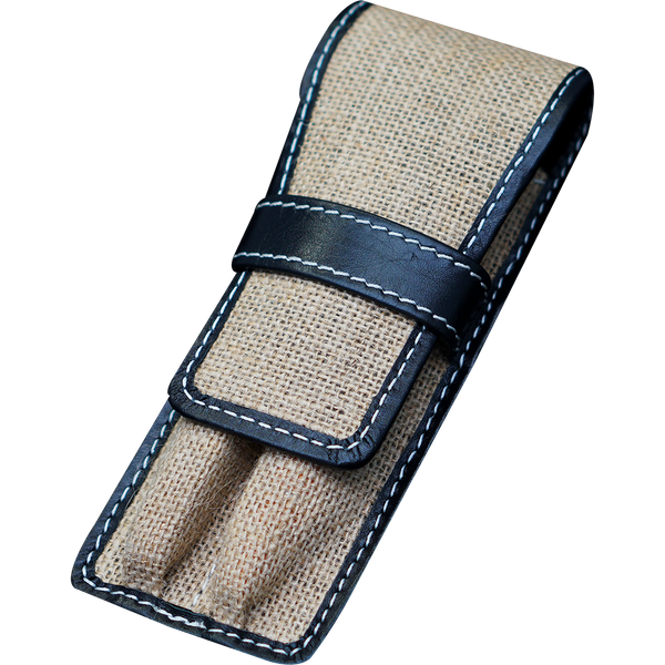 Pen Boutique Yak Leather 2 Pen Jute Cover - Black-Pen Boutique Ltd